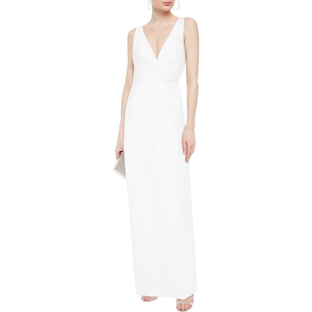 Jay Godfrey Kingston White V-Neck Wrap Gown Dress Size 8 NWT Bridal Wedding